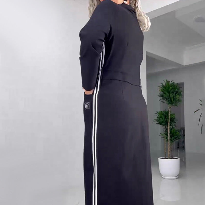 Women's Long Sleeve Button Down Dress With Side Slit
