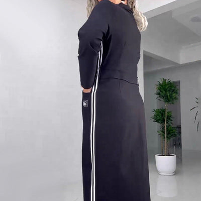 Women's Long Sleeve Button Down Dress With Side Slit