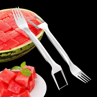 2 In 1 Watermelon Slicer Cutter Stainless Steel Fruit Fork Divider