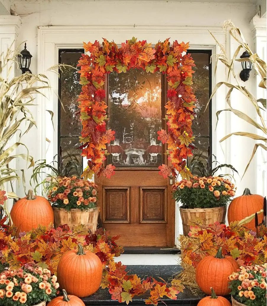 Autumn Maple Leaf Garland Lush Vine Fall Thanksgiving Decoration