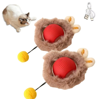 Interactive Auto Rolling Cat Toy USB Rechargeable Play Ball For Cats
