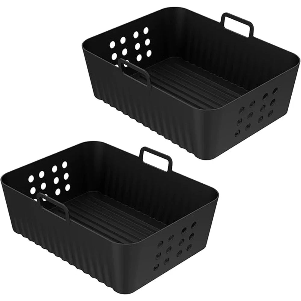 Reusable Silicone Air Fryer Liners 2-Pack Non Stick Baking Tray For Ninja XL