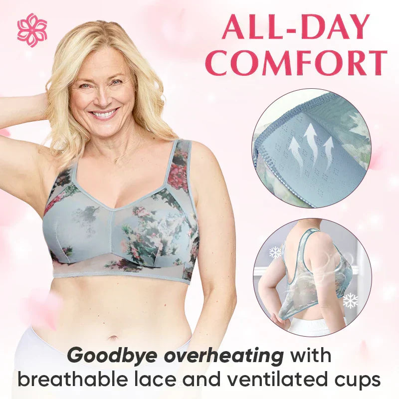 Lace Cooling Comfort Bra Soft Breathable Wireless Design