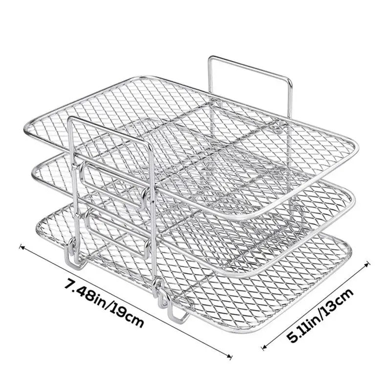 Air Fryer Rack Stainless Steel 3-Layer Stackable Grid For Oven Microwave