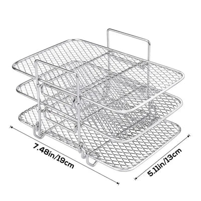 Air Fryer Rack Stainless Steel 3-Layer Stackable Grid For Oven Microwave