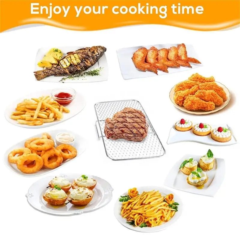 Air Fryer Rack Stainless Steel 3-Layer Stackable Grid For Oven Microwave