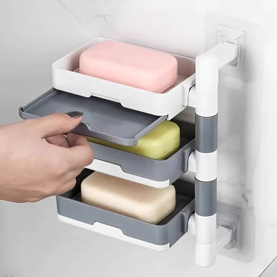 Soap Holder 3 Layered Wall Mounted Shower Shampoo Bar Organizer