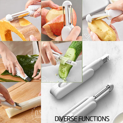 Multifunctional Rotary Paring Knife 3 In 1 Kitchen Tool