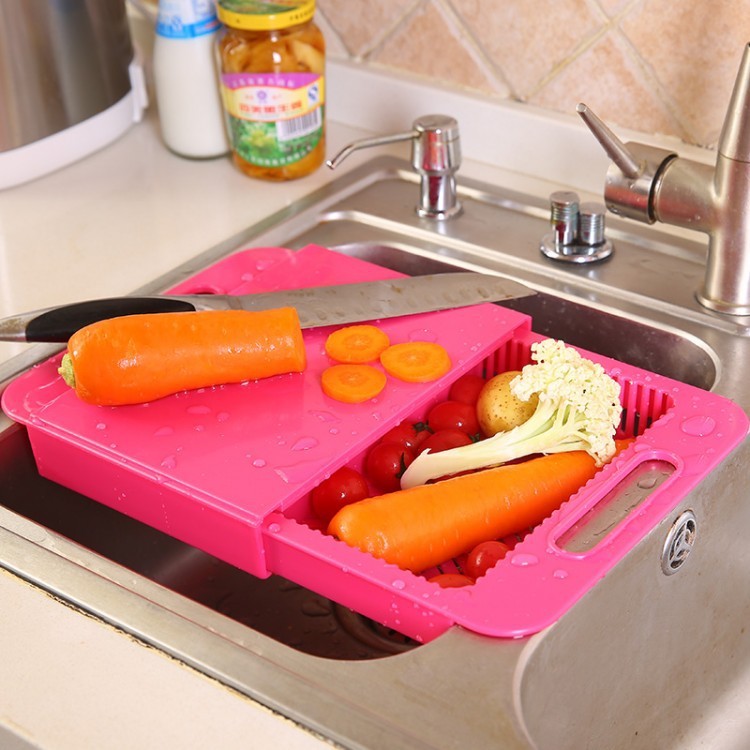 Multifunction Kitchen Chopping Board With Sink Drain Basket And Tools