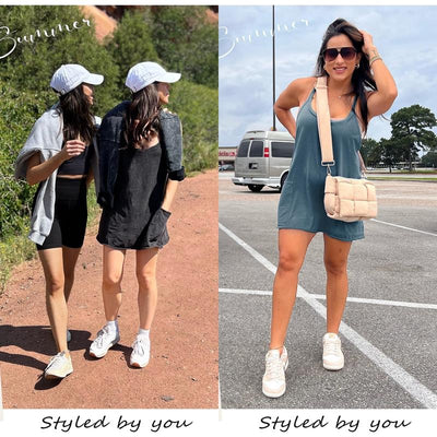 Casual Sleeveless Mini Dress With Built-In Shorts For Summer