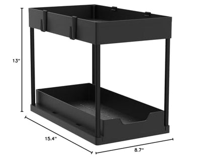 Bathroom Cabinet Organizer 2 Tier Sliding Basket Storage Rack
