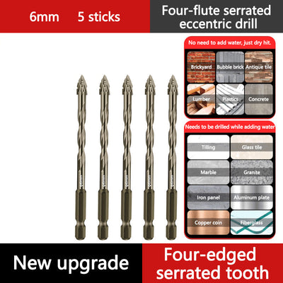 4-Flute Serrated Eccentric Drill Bit Kit Durable Precision Set