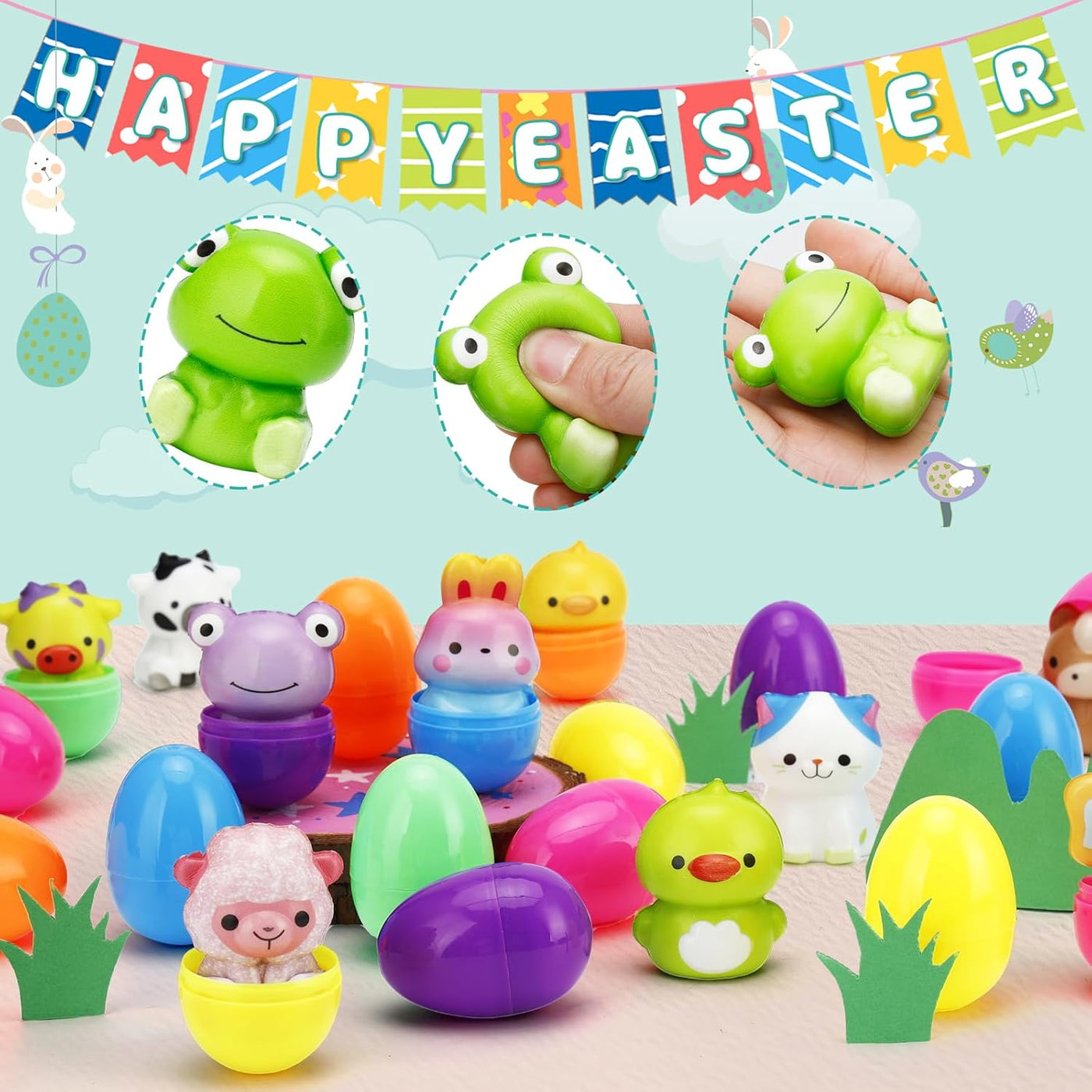 24 PCS Easter Squishy Toys Prefilled Slow Rising Eggs Set