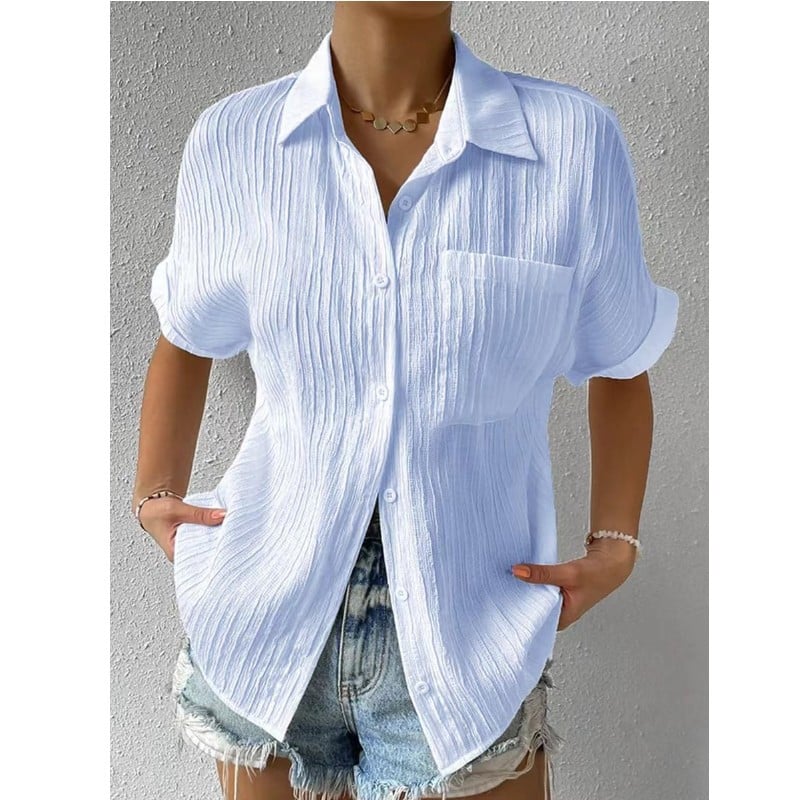 Shirt Collar Blouse Casual Buttoned Loose Fit Stylish Top