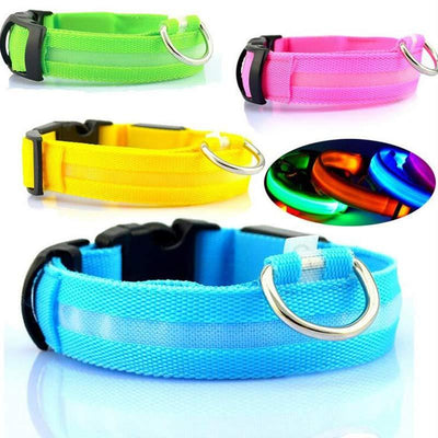 Nylon LED Dog Collar Adjustable Luminous Safety Glow Night Light