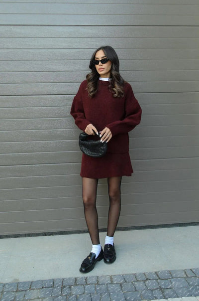 Knitted Woolen Dress Set Cozy Warm Stylish Winter Outfit