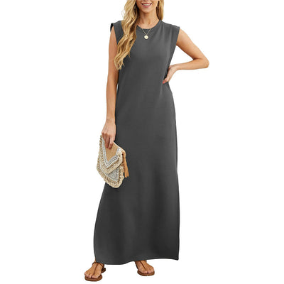 Women Loose Split Hem Long Dress Wrinkle-Free Comfortable Style