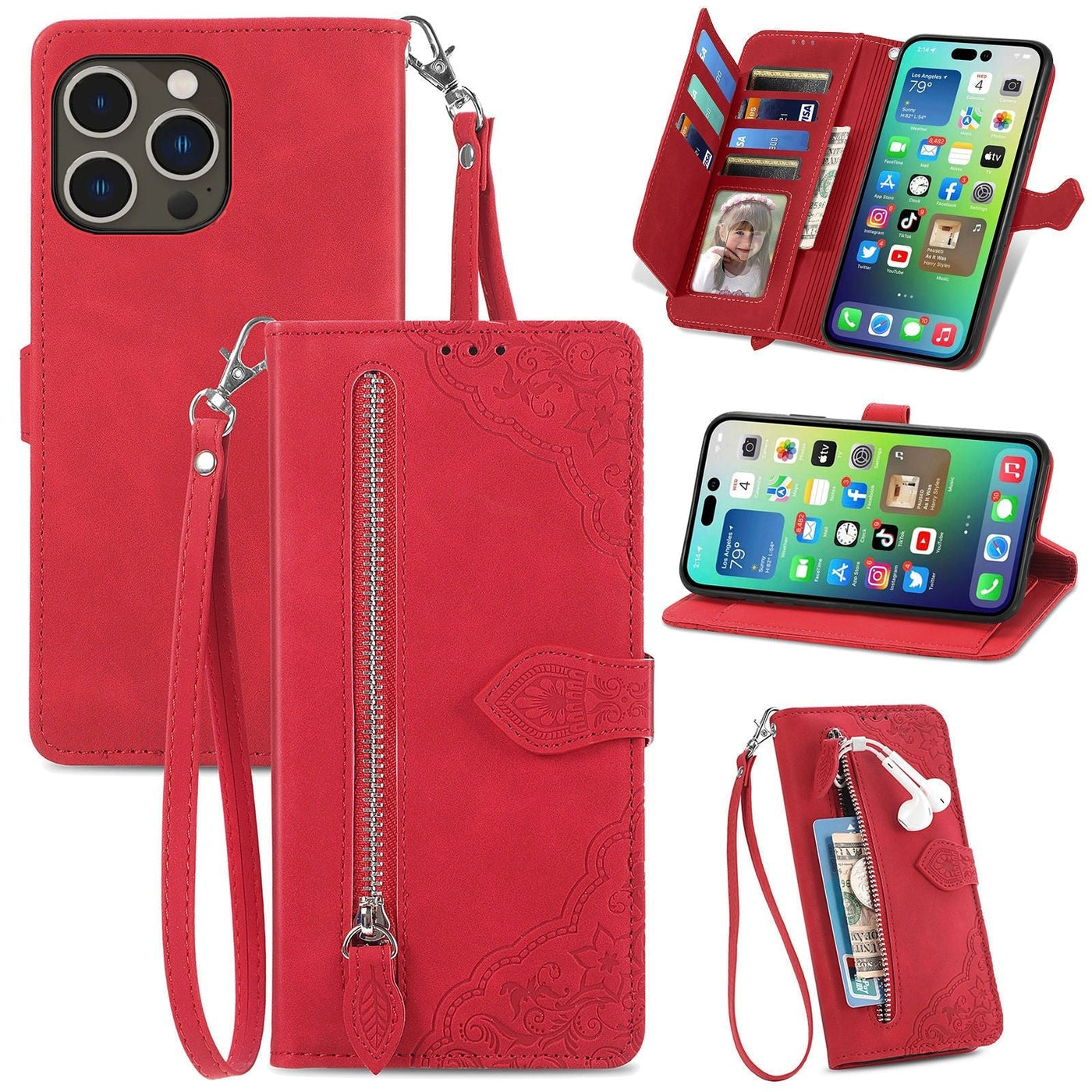 Skin Feel Flip Leather Wallet Phone Case For Protection