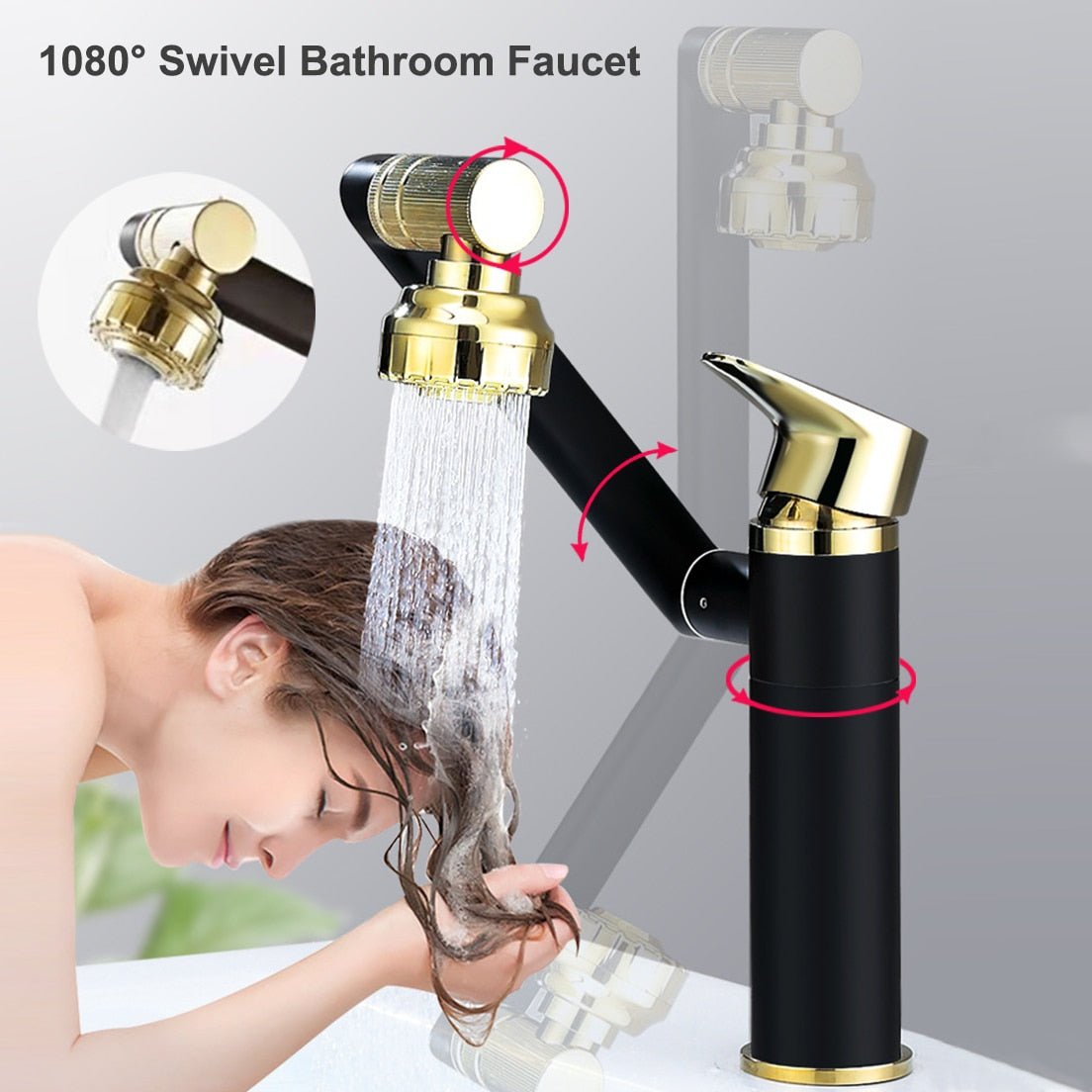 360 Degree Bathroom Faucet With Rotatable Shower Head Tapware