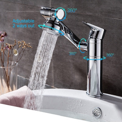 360 Degree Bathroom Faucet With Rotatable Shower Head Tapware