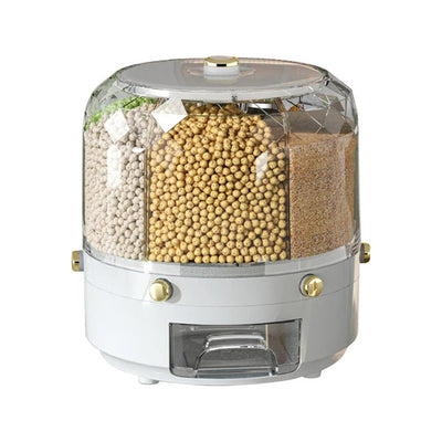 Rotating Grain Dispenser With 360 Degree Multi Compartment Storage