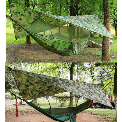 Camping Hammock With Mosquito Net Rainfly Tarp For Outdoor Use