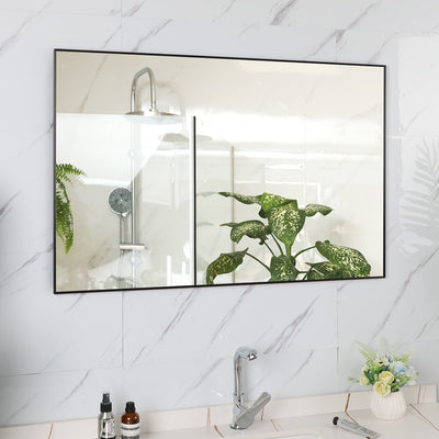 Modern Black Bathroom Mirror With Aluminum Frame For Wall Decor