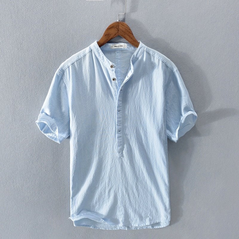 Men's Linen Casual Shirt Short Sleeve Lightweight Summer Top
