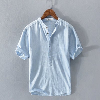 Men's Linen Casual Shirt Short Sleeve Lightweight Summer Top