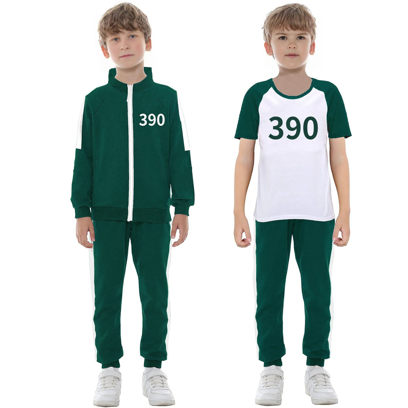 Kids Cosplay Tracksuit 3PCS Green Sweatshirt Pants T-shirt Set