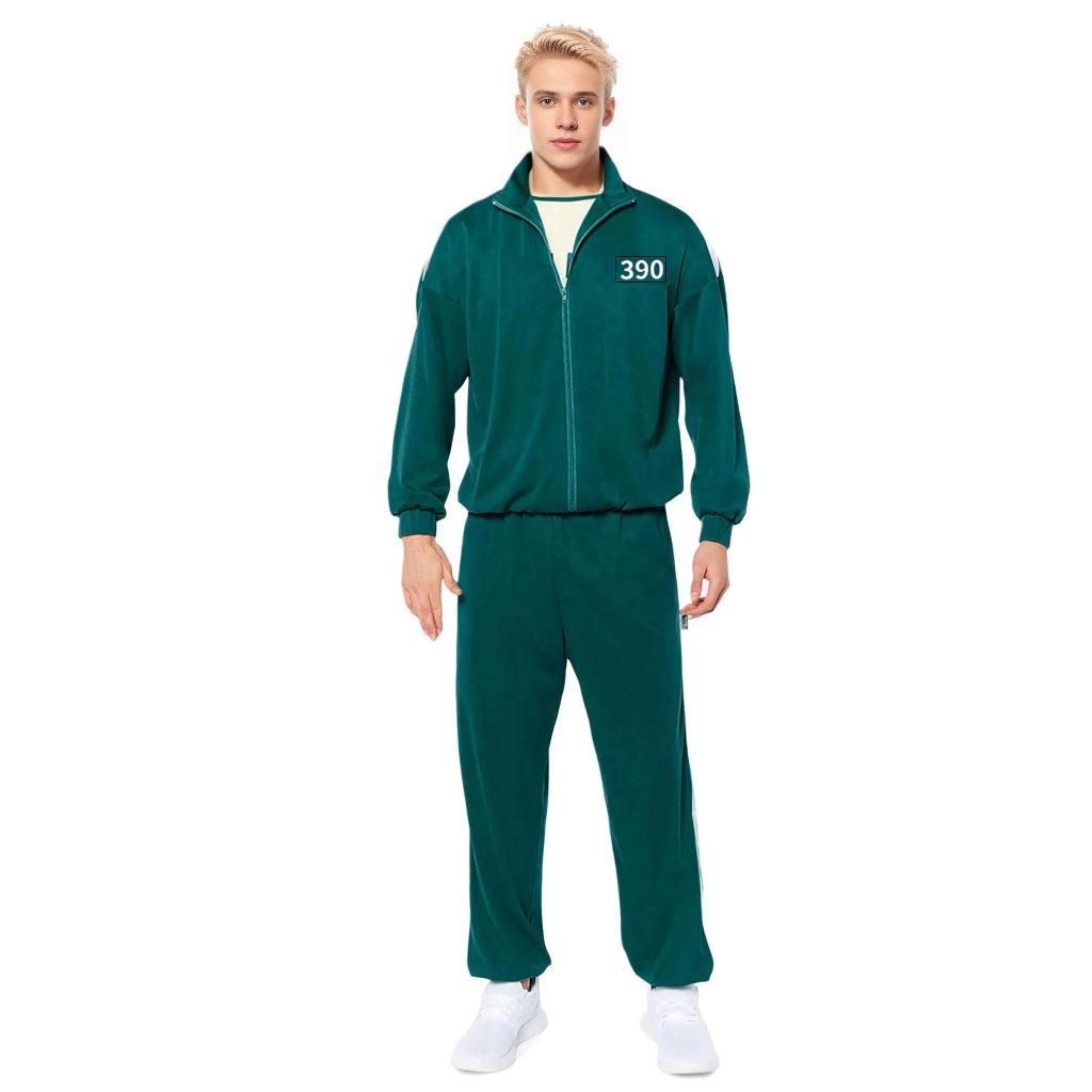 2 Players Tracksuit Costume Green Jacket And Pants Set Adult