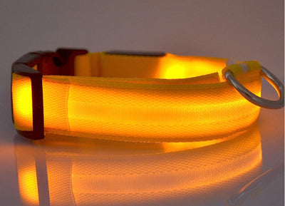 Nylon LED Dog Collar Adjustable Luminous Safety Glow Night Light