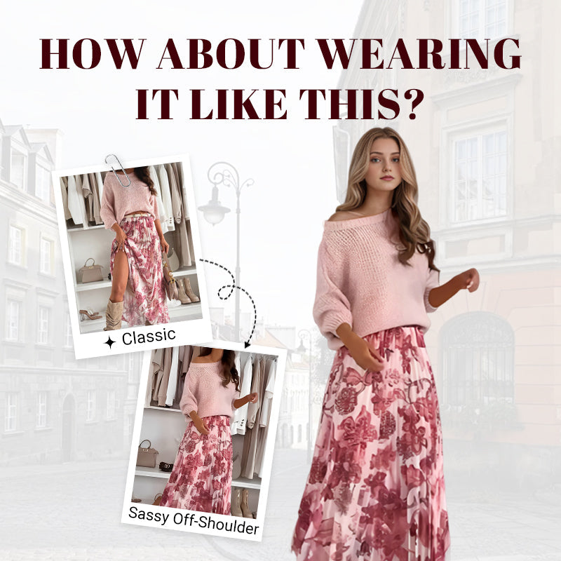 Crew Neck Top And Printed Belted Skirt Set Stylish Outfit
