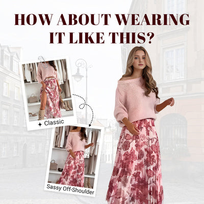 Crew Neck Top And Printed Belted Skirt Set Stylish Outfit