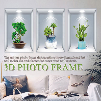 Simulated Plant Flowers 3D Photo Frame Wall Sticker Decoration