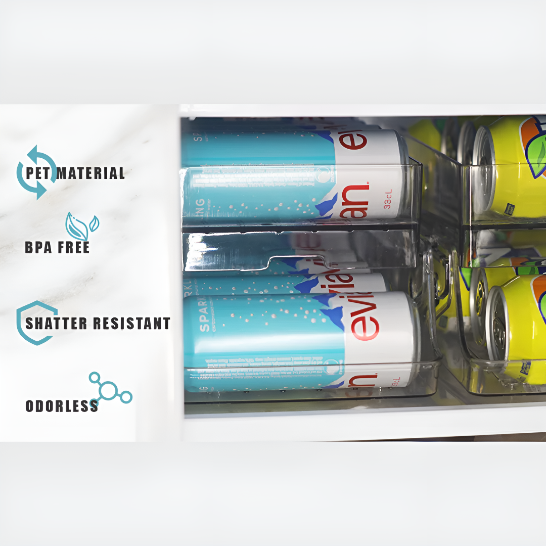 Stackable Soda Can Organizer With Rolling Design For Easy Access