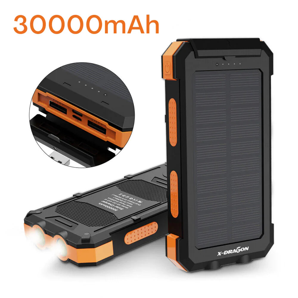 Solar Power Bank 30000mAh Portable Solar Charger Backup Battery
