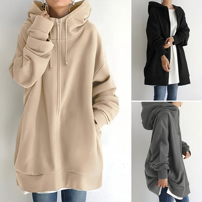 Women's Hooded Sweater Zippered Autumn Winter Warm Pullover