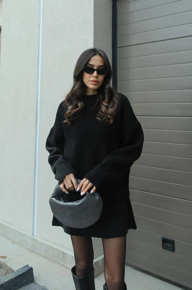 Knitted Woolen Dress Set Cozy Warm Stylish Winter Outfit