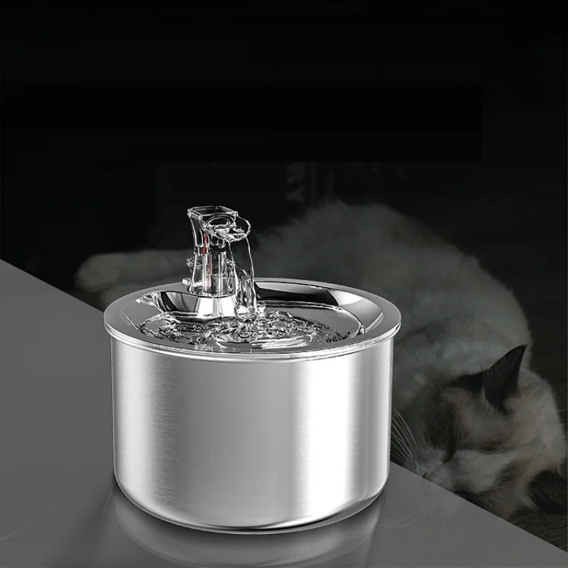 Stainless Steel Pet Water Fountain Automatic 2L Dispenser With Heater Sensor