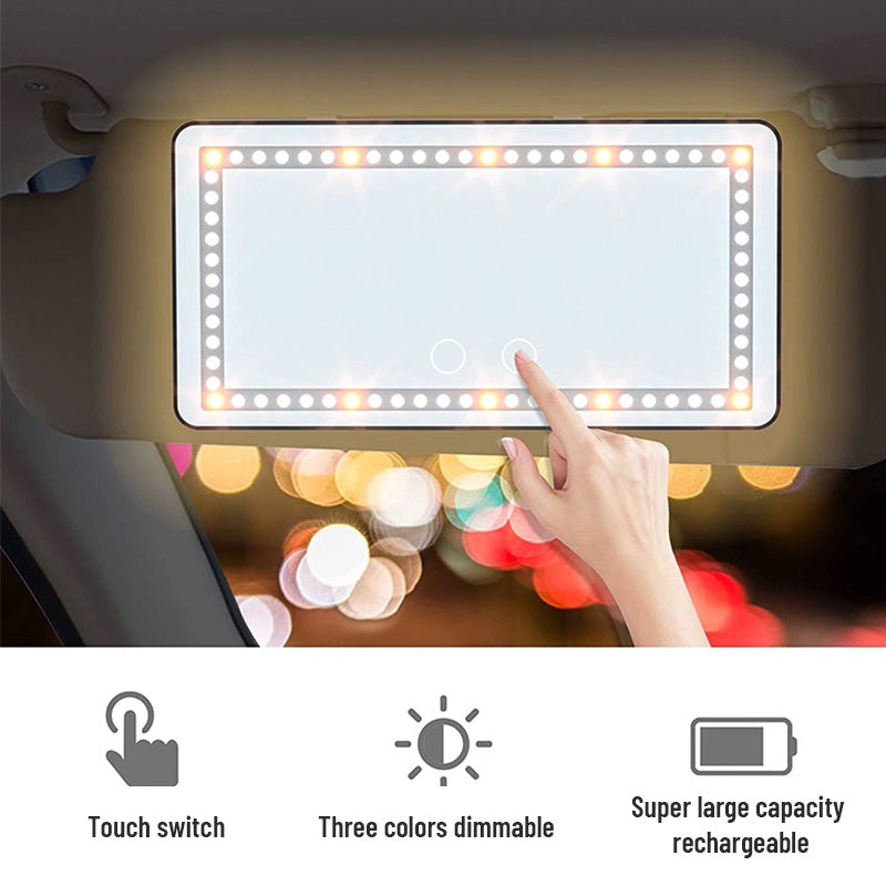 Car Sun Visor Illuminated Makeup Mirror With Long Lasting Battery