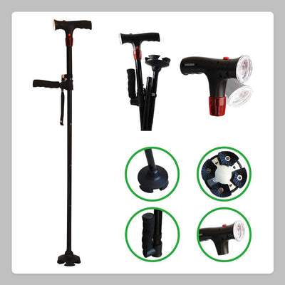 Elderly Cane With Alarm LED Double Handle For Safety