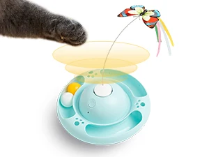 Interactive Cat Toy Butterfly With 3-Speed Motion And Ball For Kittens