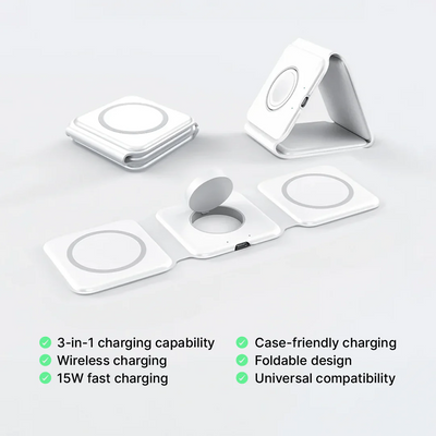 Foldable Wireless Charging Station 3 In 1 Multi-Device Charger