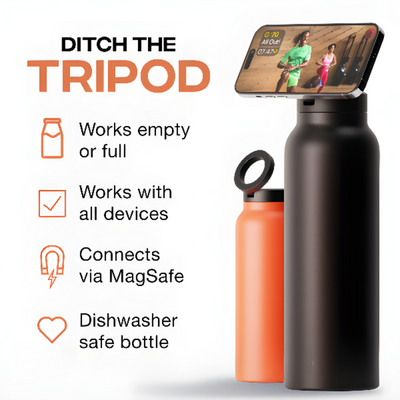 Water Bottle With Magnetic Phone Mount For Hands-Free Convenience