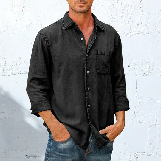 Mens Long Sleeve Button Down Shirt Classic Casual Office Wear
