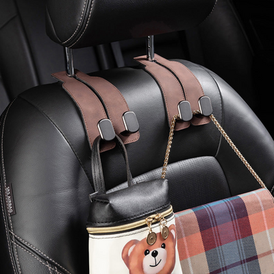 Leather Car Seat Hooks For Organizing Hanging Items In Vehicle