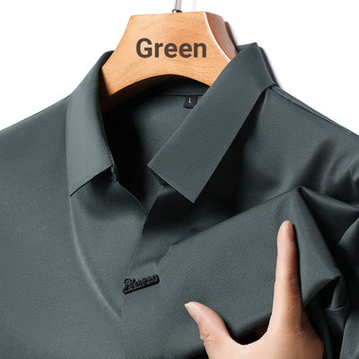 Men’s Casual Lapel T-shirt Wrinkle-Free Breathable Summer Tee