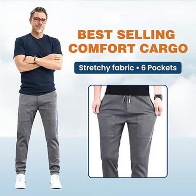 Stretch Cargo Pants With Multiple Pockets And High Stretch Fabric
