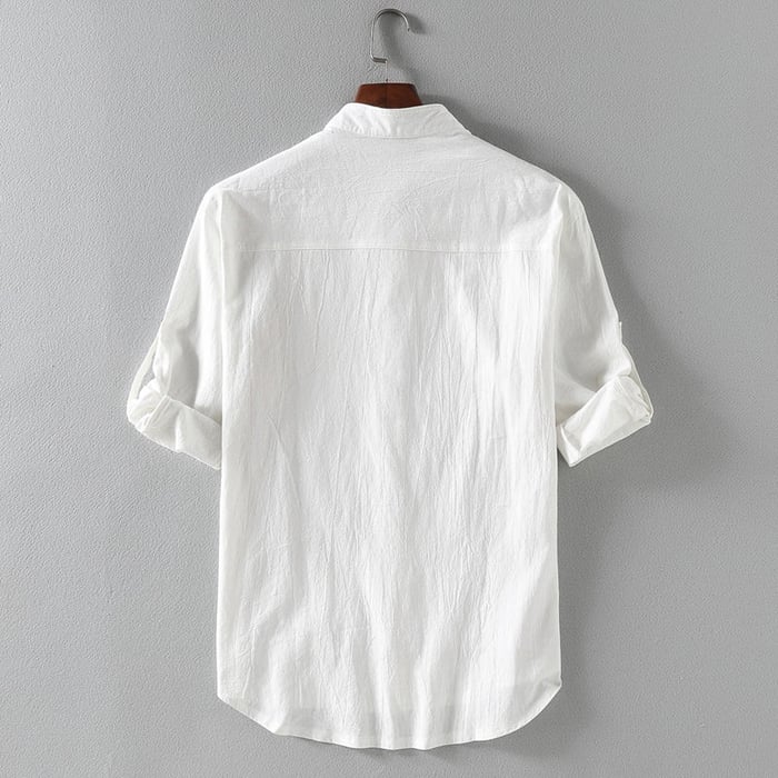 Short Sleeve Linen Men's Shirt Lightweight Summer Casual Top